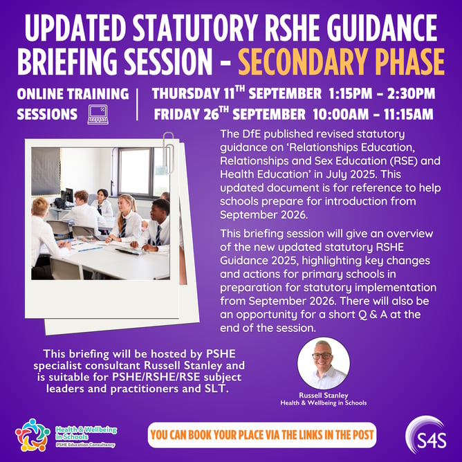 Updated statutory RSHE Guidance briefing session - Secondary - Sept 25